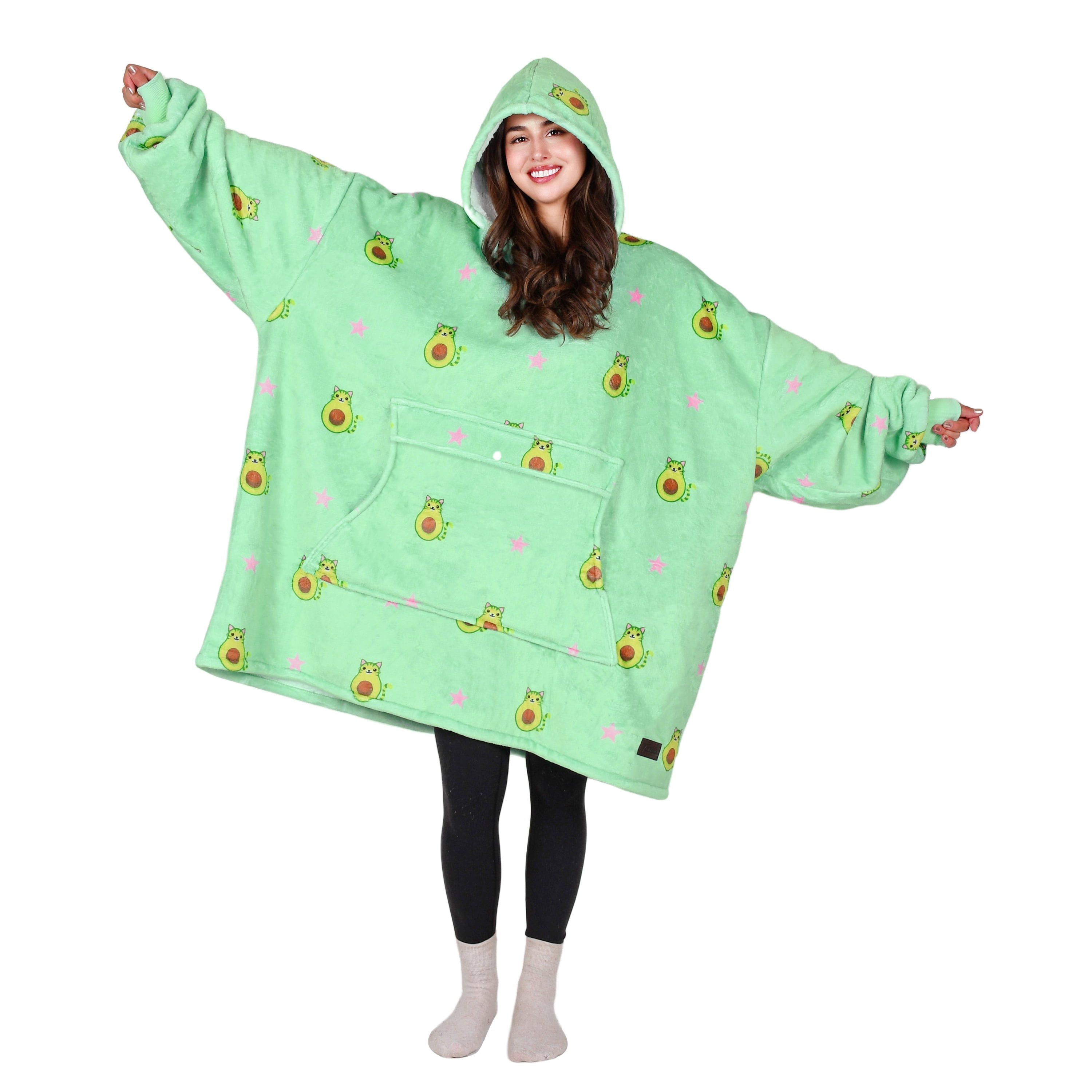 Tirrinia Oversized Blanket Hoodie, Wearable Fluffy Sherpa Blanket, Cozy Sweatshirt Blanket Gift for Adult Women Men Girlfriend