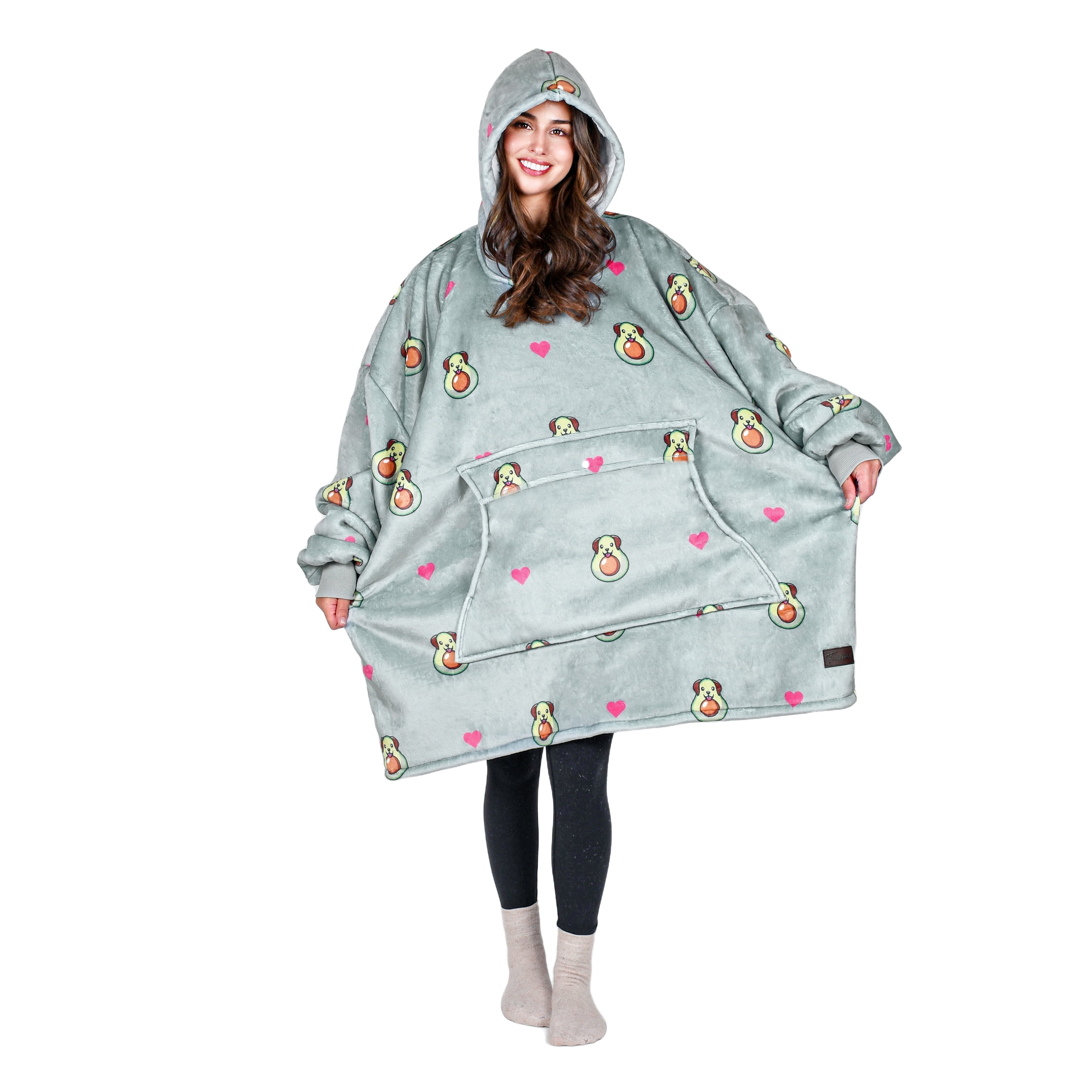 Tirrinia Oversized Blanket Hoodie, Wearable Fluffy Sherpa Blanket, Cozy Sweatshirt Blanket Gift for Adult Women Men Girlfriend
