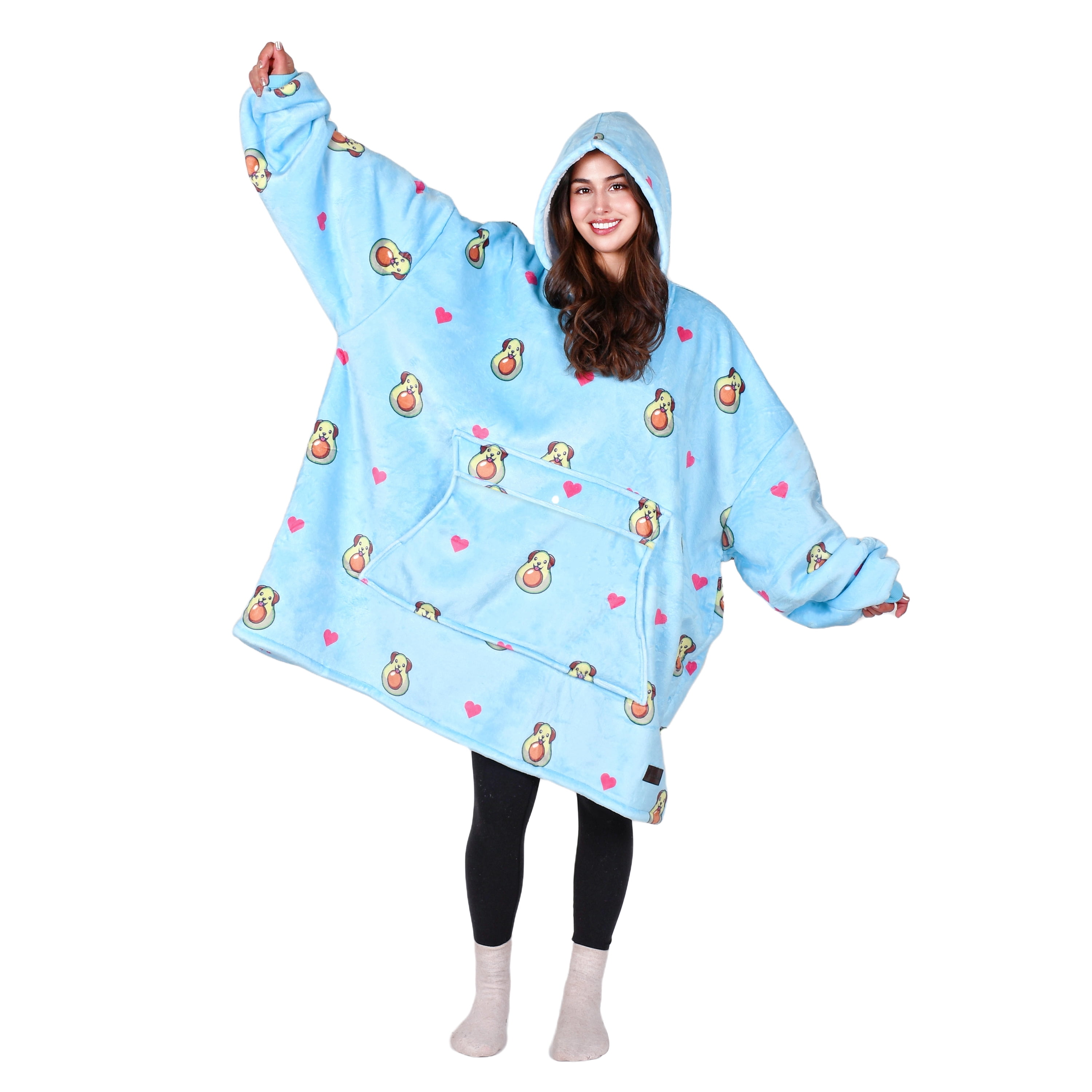 Tirrinia Oversized Blanket Hoodie, Wearable Fluffy Sherpa Blanket, Cozy Sweatshirt Blanket Gift for Adult Women Men Girlfriend