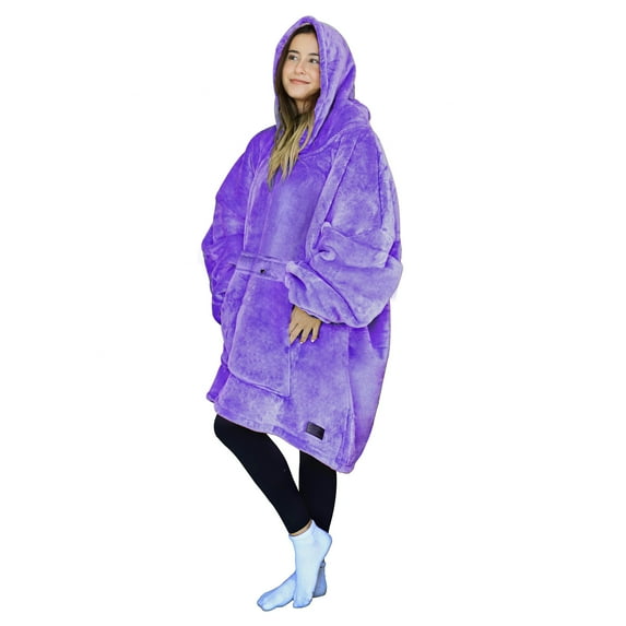 Tirrinia Oversized Blanket Hoodie, Wearable Fluffy Sherpa Blanket, Cozy Sweatshirt Blanket Gift for Adult Women Men Girlfriend