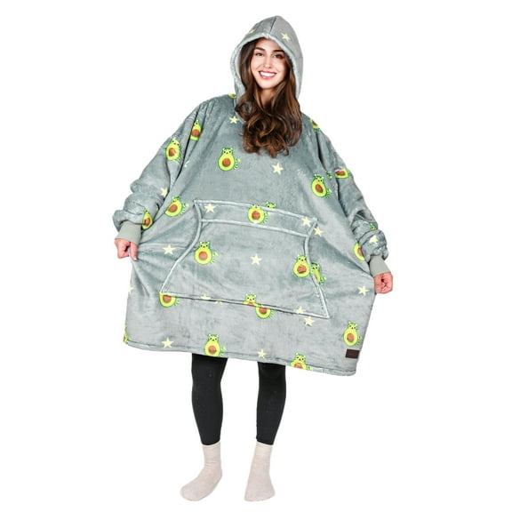 Tirrinia Oversized Blanket Hoodie, Wearable Fluffy Sherpa Blanket, Cozy Sweatshirt Blanket Gift for Adult Women Men Girlfriend