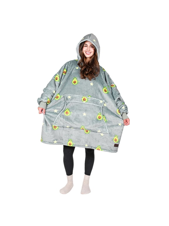 Oversized Blanket Hoodie, Wearable Fluffy Sherpa Blanket, Cozy Sweatshirt Blanket Gift for Adult Women Men Girlfriend