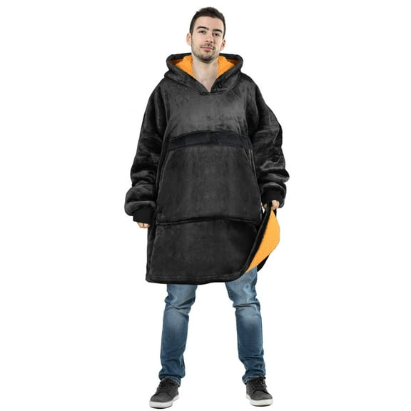 Tirrinia Oversized Blanket Hoodie, Wearable Fluffy Sherpa Blanket, Reversible Cozy Sweatshirt Blanket Gift for Adult Women Men boyfriend husband