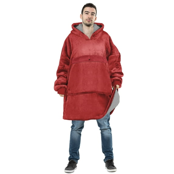 Tirrinia Oversized Blanket Hoodie, Wearable Fluffy Sherpa Blanket, Reversible Cozy Sweatshirt Blanket Gift for Adult Women Men boyfriend husband