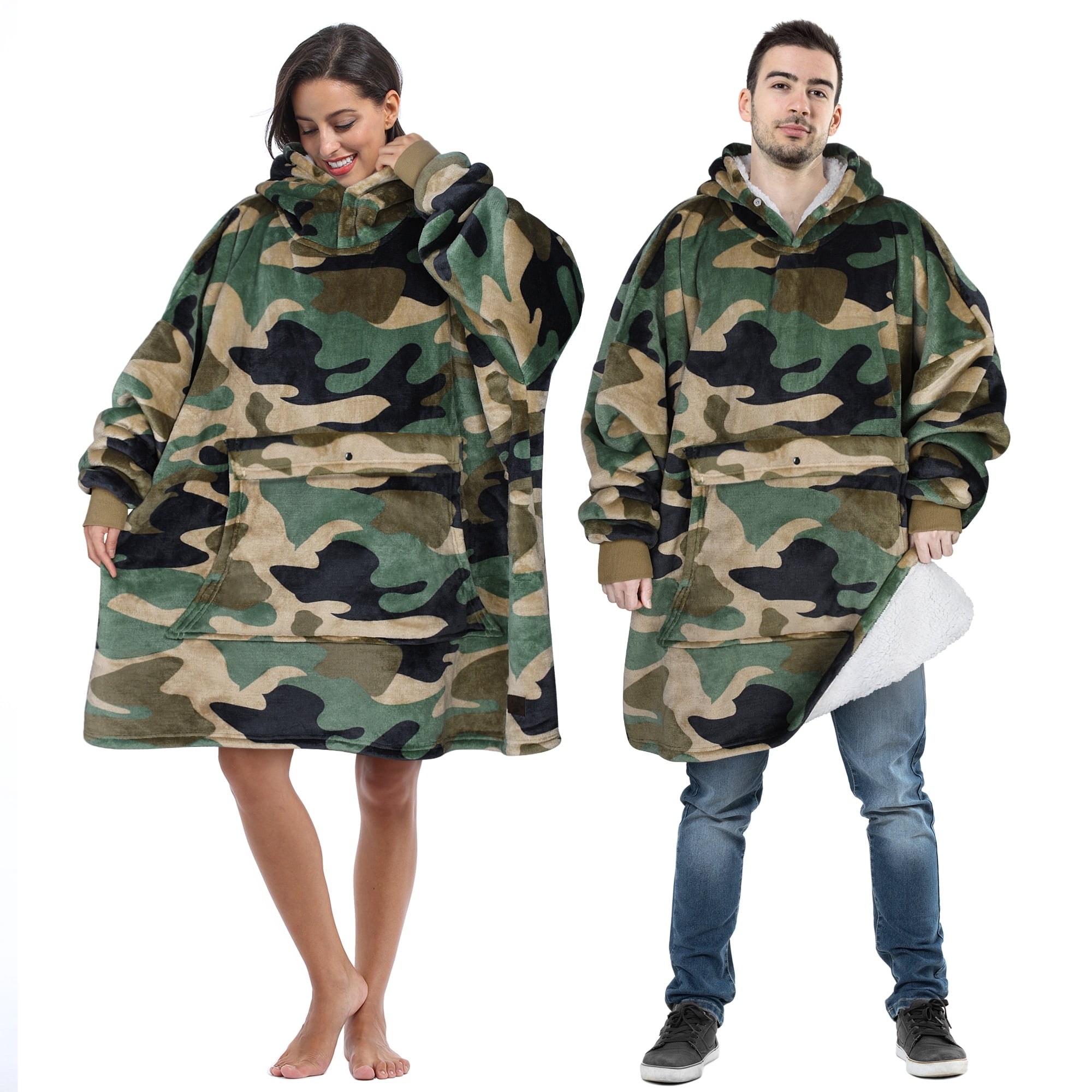 Tirrinia Oversized Blanket Hoodie, Wearable Fluffy Sherpa Blanket, Cozy Sweatshirt Blanket Gift for Adult Women Men Girlfriend