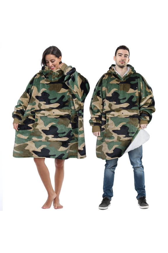 Oversized Blanket Hoodie, Wearable Fluffy Sherpa Blanket, Cozy Sweatshirt Blanket Gift for Adult Women Men Girlfriend