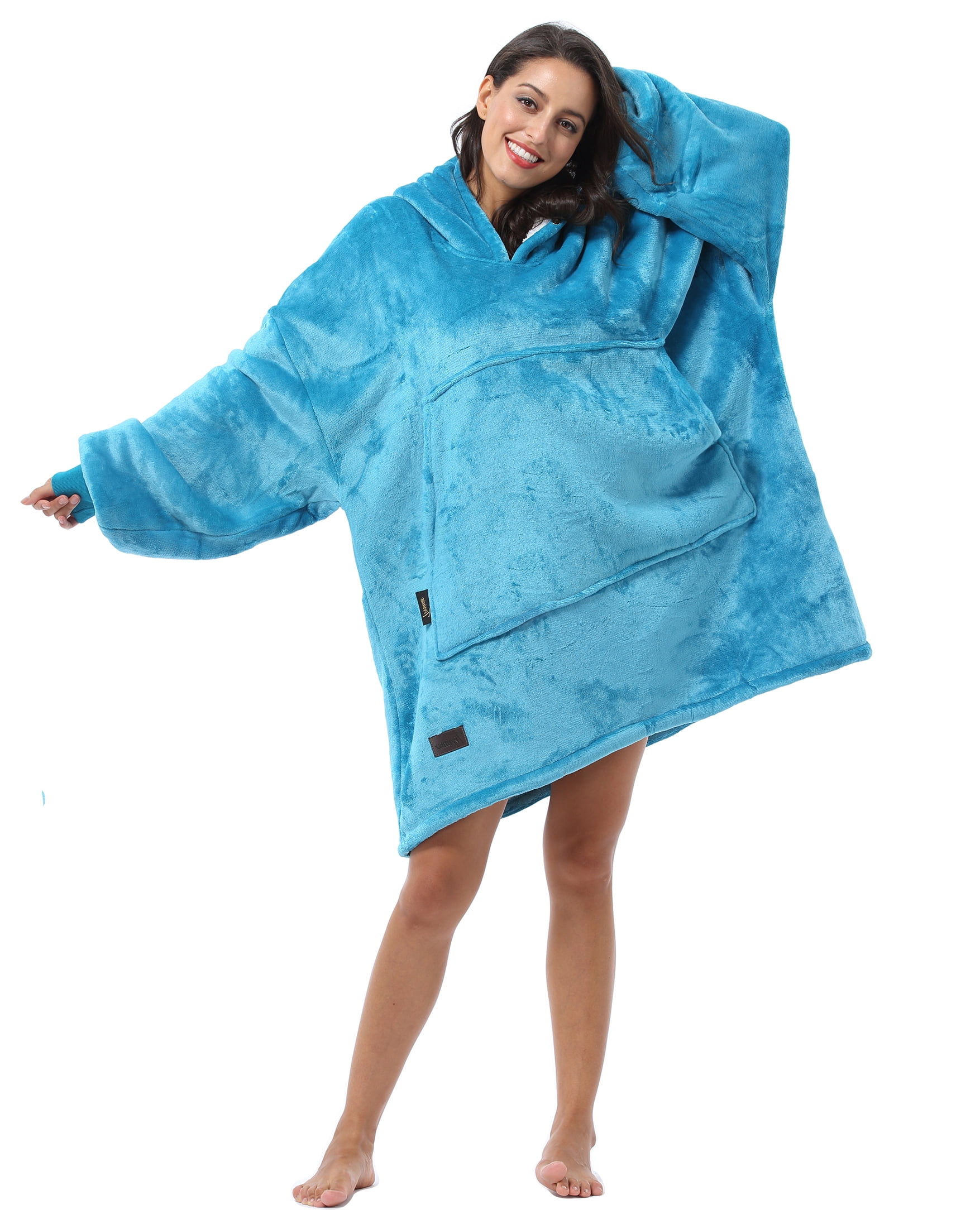 Oversized Hoodie Blanket Sweatshirt Comfortable Sherpa Giant Wearable  Blankets Gift for Adults Men Women Teenagers Wife Girlfriend Grey 