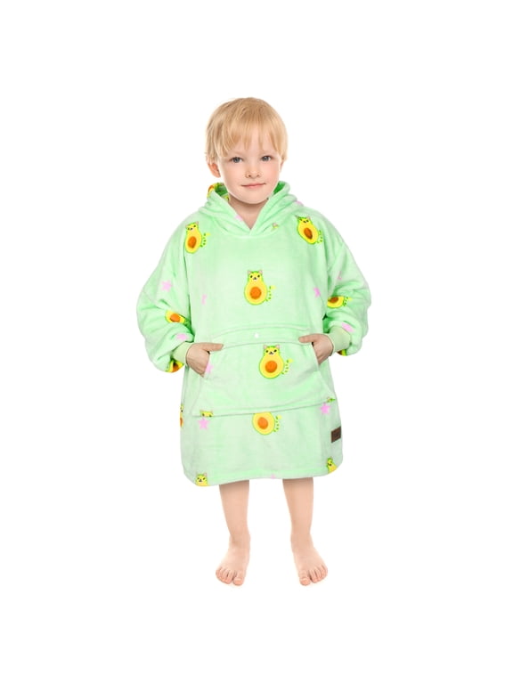 Oversized Hoodie Blanket Sweatshirt for Kids, Wearable Cute Patterns fleece Pullover, as Warm & Funny Gifts for 4-10 Years Boy Girl