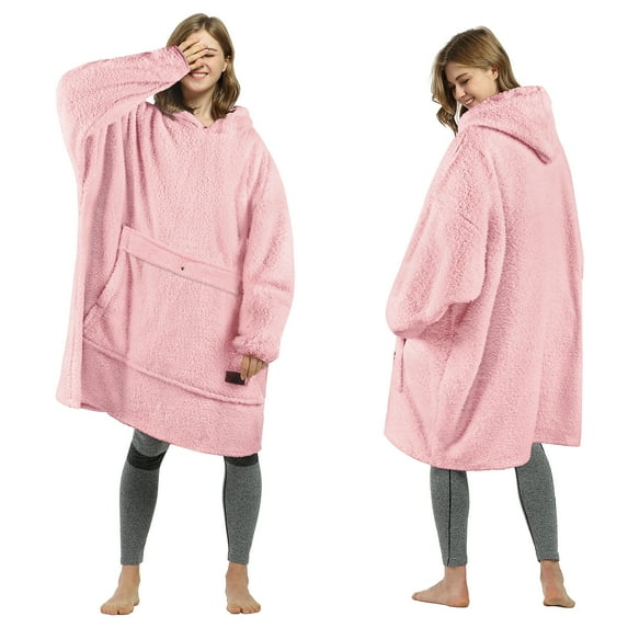 Tirrinia Oversized Wearable Blanket Hoodie, Fleece Home Blanket Sweatshirt, Warm Blanket with Sleeves, Gift for lover