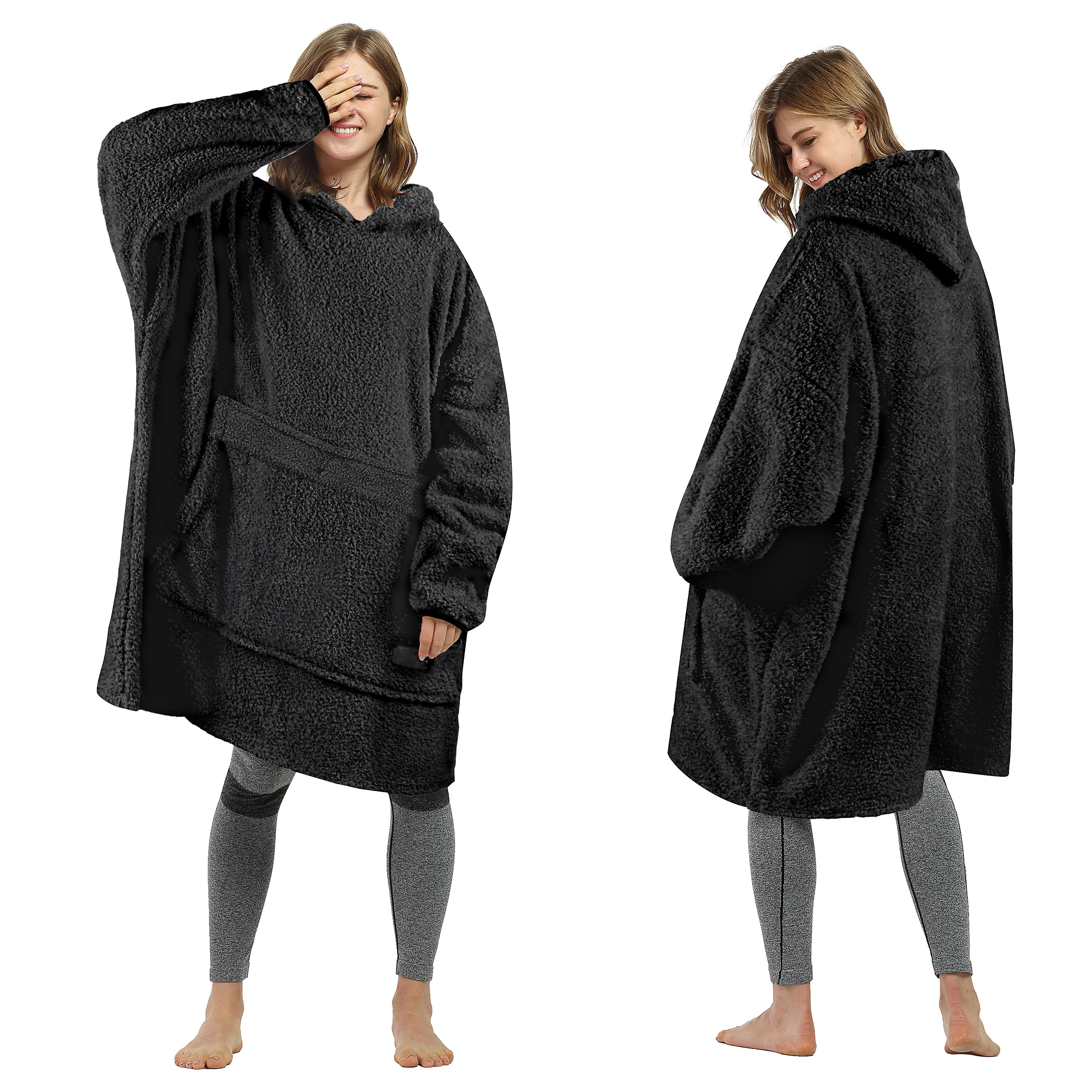 Tirrinia Oversized Wearable Blanket Hoodie, Fleece Home Blanket Sweatshirt, Warm Blanket with Sleeves, Gift for lover