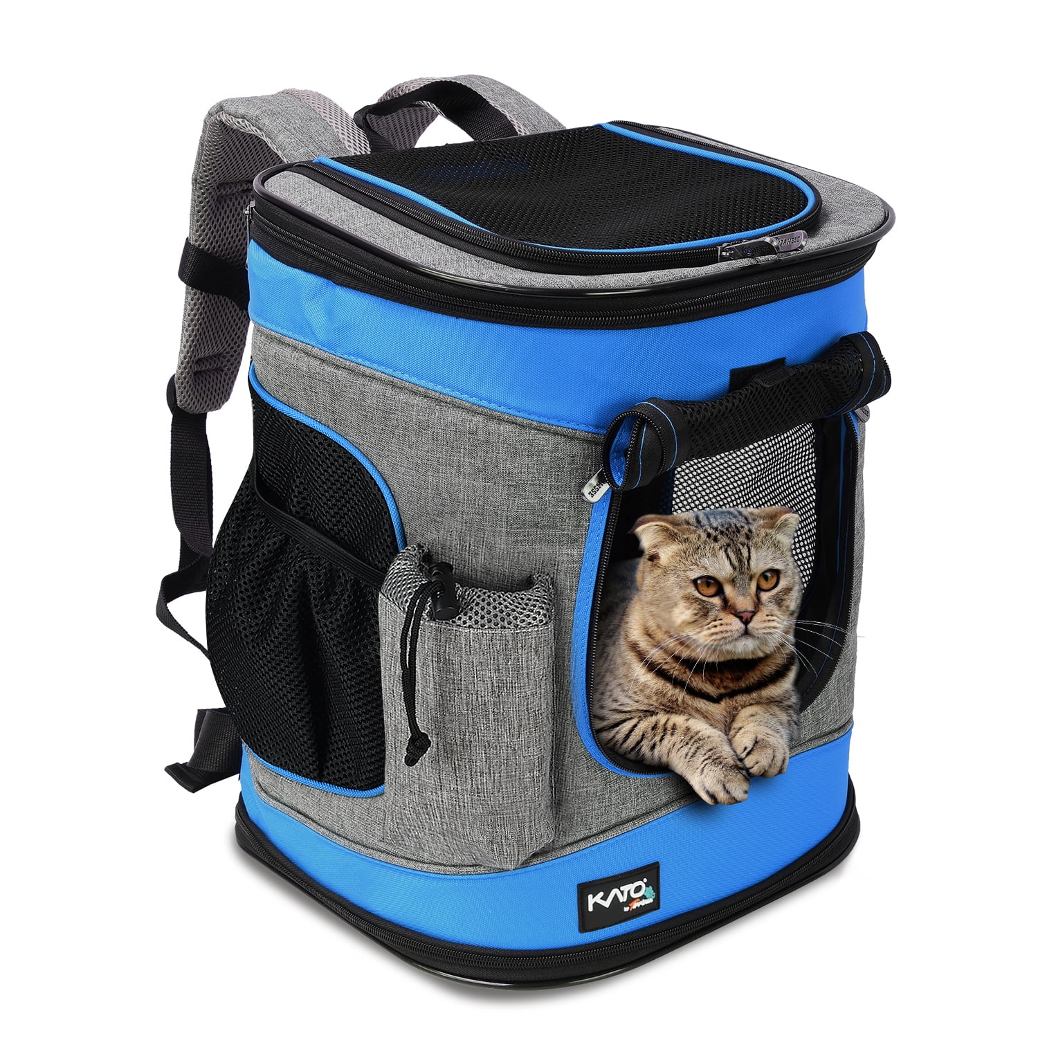 Tirrinia Pet Carrier Backpack for Dogs and Cats up to 15 LBS Comfort Dog Cat Carrier Travel Bag Breathable for Hiking, Walking, Cycling & Outdoor Use 16"H x13.2"L x12"W Blue