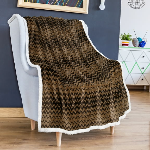 Tirrinia Plush Flannel Sherpa Throw Blanket Chevron 50" x 60" Super Soft Micro Fleece Couch Reversible Bed TV Blank