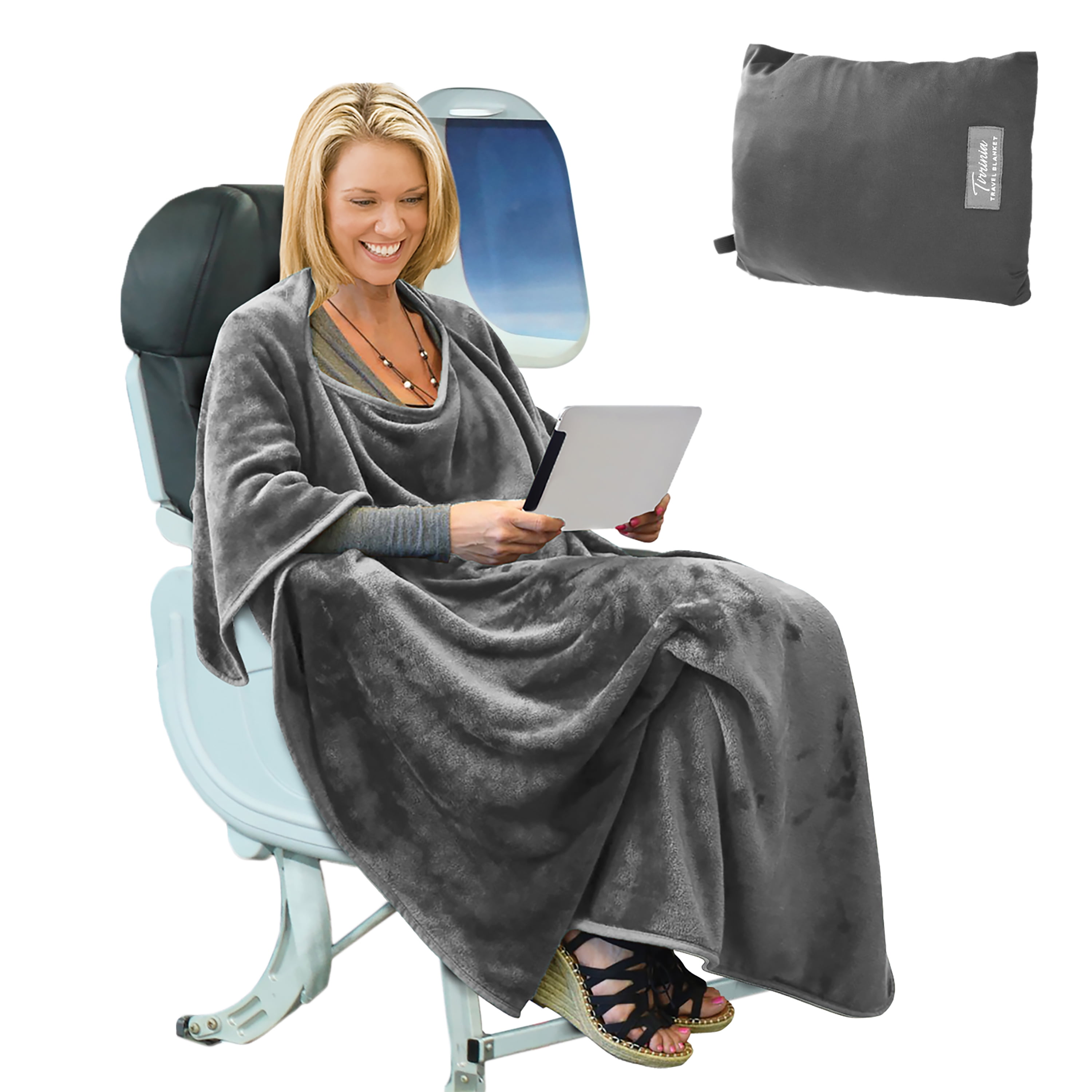 Tirrinia Compact Soft Premium Micro Fleece Travel Blanket 40 x 60 Grey Walmart