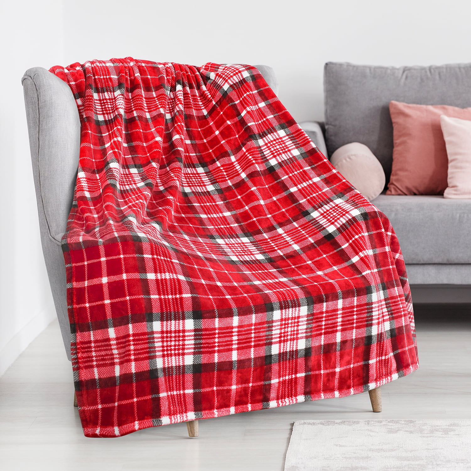 Tirrinia Red Buffalo Plaid Fleece Blanket TV Throw 50 x 60, Super Soft  Warm Comfy Flannel Fleece Bedding Couch Cabin Throw Decorative Blankets