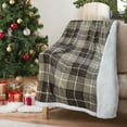 thumbnail image 1 of Tirrinia Sherpa Fleece Throw Blanket, Super Soft, Warm, Comfy Plush Fleece Throw Blankets and Throws for Bed, Couch or Cabin, Beige Buffalo Plaid, 50" x 60", 1 of 7