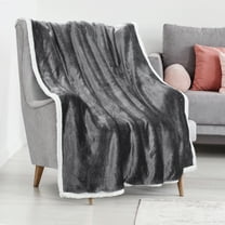 Tirrinia Sherpa Fleece Throw Blanket, Ultra-Soft, Dual-Sided Sherpa and Mink, Grey, 50'' x 60''
