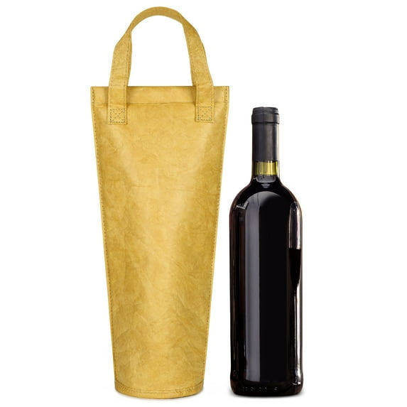 Tirrinia Single Bottle Insulated Wine Tote, 1 Bottle Wine Carrier Bag Padded Wine Cooler Perfect Wine Lover's or Wedding Gift, Yellow