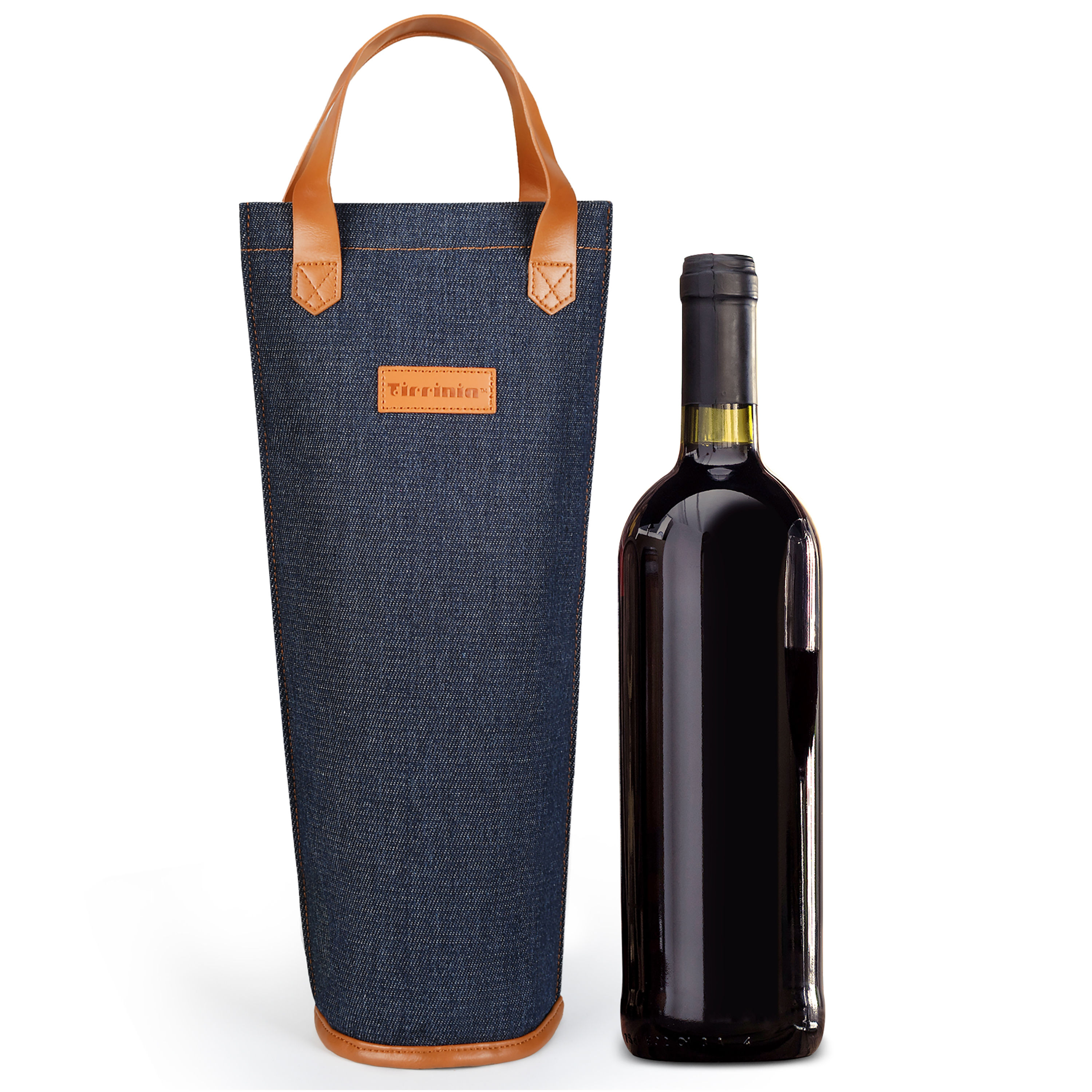 Sachi Borsa Termica Per Vino In Pelle | Porta 2 Bottiglie Con Divisorio E Tracolla, Cammello, 36x28x13cm