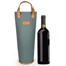 Tirrinia Single Wine Gift Tote Bag, Insulated Padded Thermal Wine Bottle Carrying Cooler Carrier for Travel, Picnic, Great Gift for Wine Lover, Grey