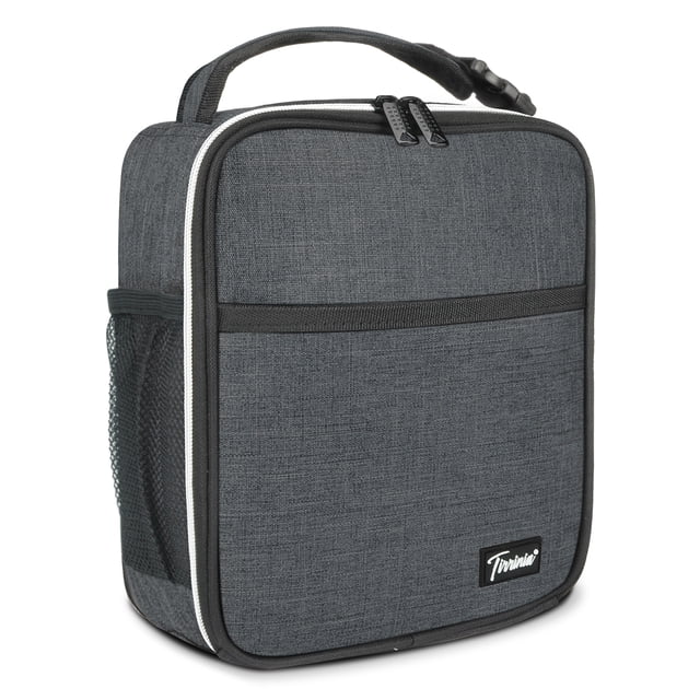 Tirrinia Small Insulated Lunch Bag for Men Women Kids, Portable Reusable Thermal Lunch Box Cooler Tote for Adults, Polyester, Charcoal