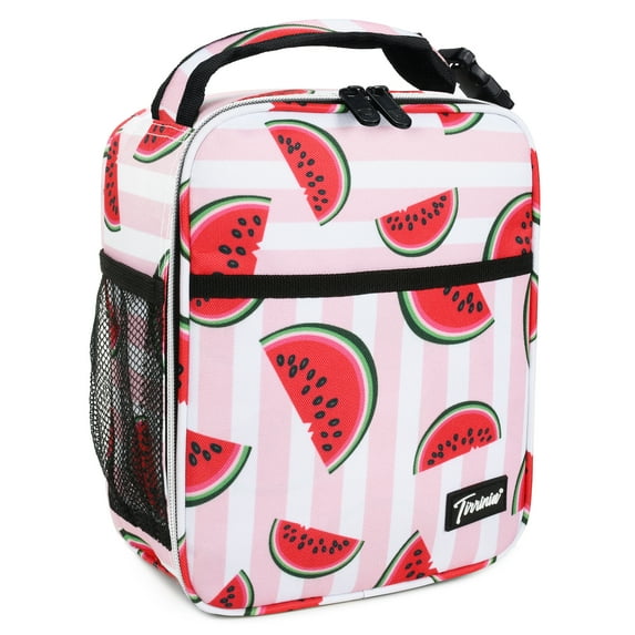 Tirrinia Small Insulated Lunch Bag for Men Women Kids, Portable Reusable Thermal Lunch Box Cooler Tote for Adults, Polyester, Pink Watermelon