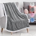 thumbnail image 1 of Tirrinia Snow Micro Fleece Sherpa Plush Bed Throw TV Blanket 50” x 60”Tirrinia Snow Micro Fleece Sherpa Plush Bed Throw, 1 of 7