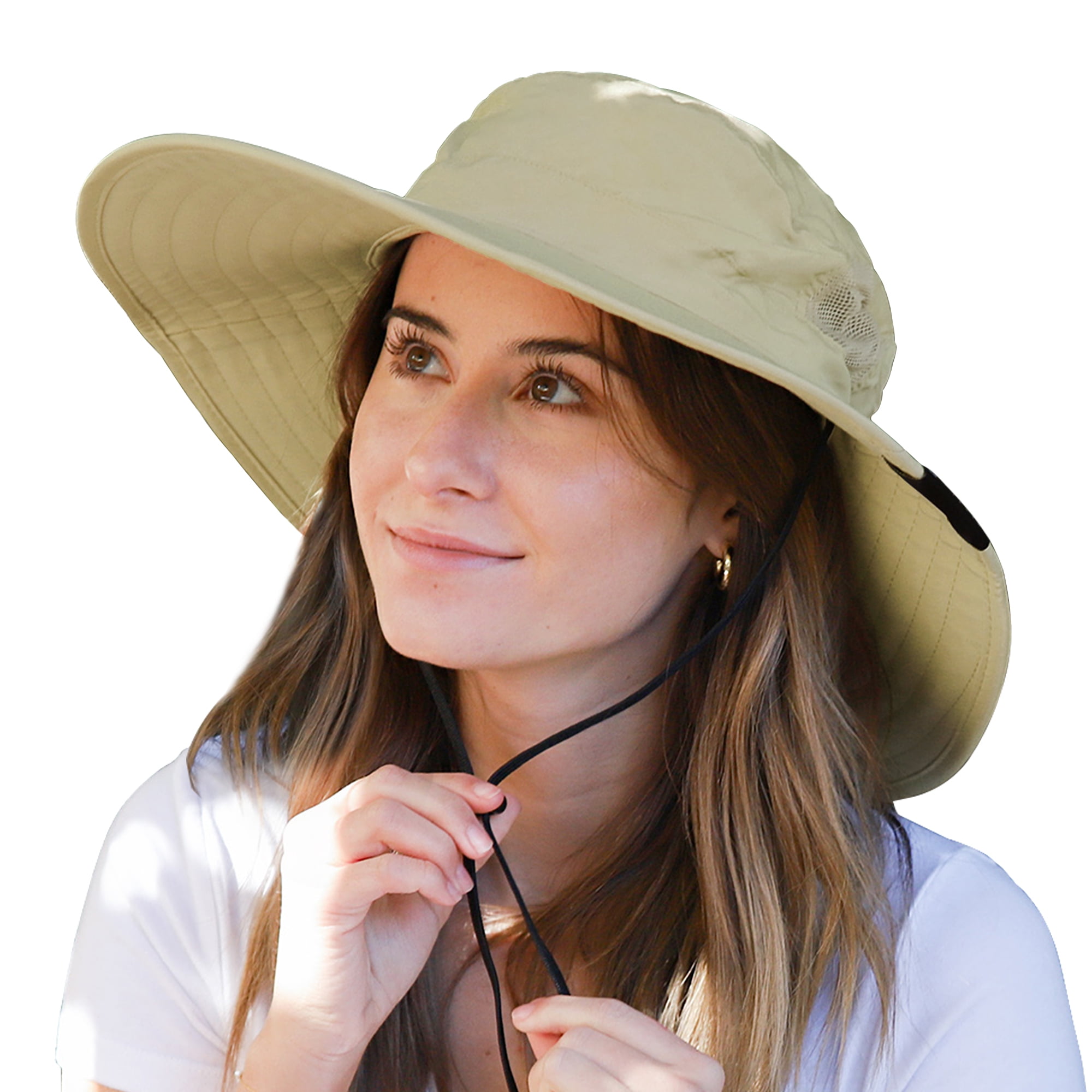 Women's Sun Hat with Wide Brim Neck Flap, Fishing Safari Hat for