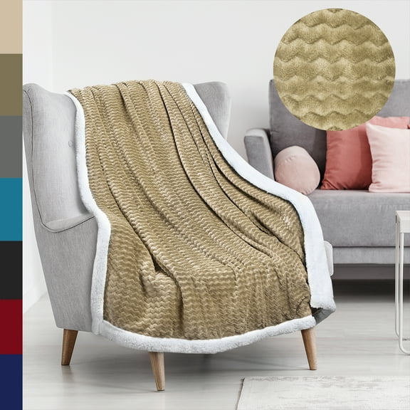 Tirrinia Super Soft Sherpa Throw Blanket Grey Chevron 50" x 60" Reversible Fuzzy Micro Plush Fleece TV Blanket