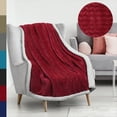 thumbnail image 1 of Tirrinia Super Soft Sherpa Throw Blanket Wine Chevron 50" x 60" Reversible Fuzzy Micro Plush Fleece TV Blanket, 1 of 6