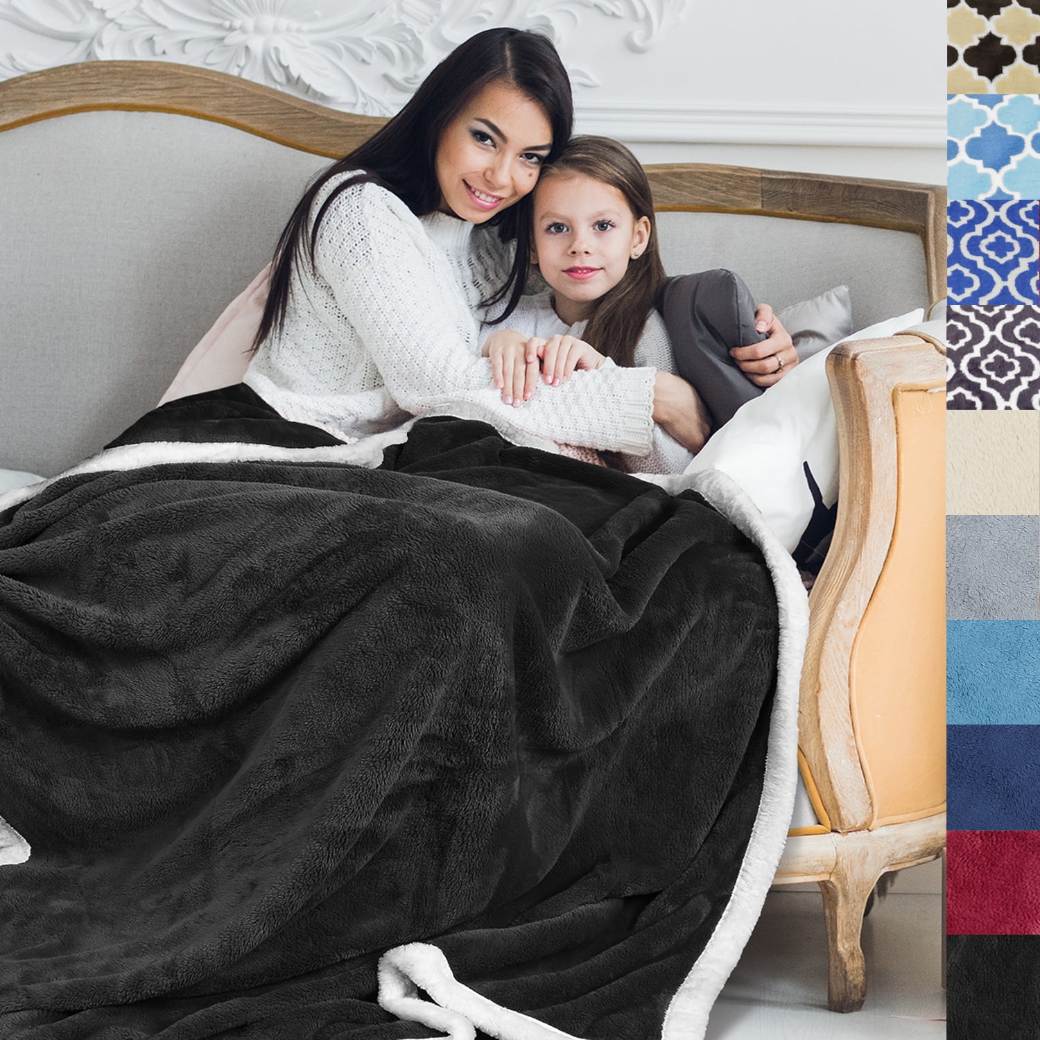 Tirrinia Super Soft Velvet Plush Throw Blanket 50”x 70”, Reversible Fuzzy Solid Blanket, All