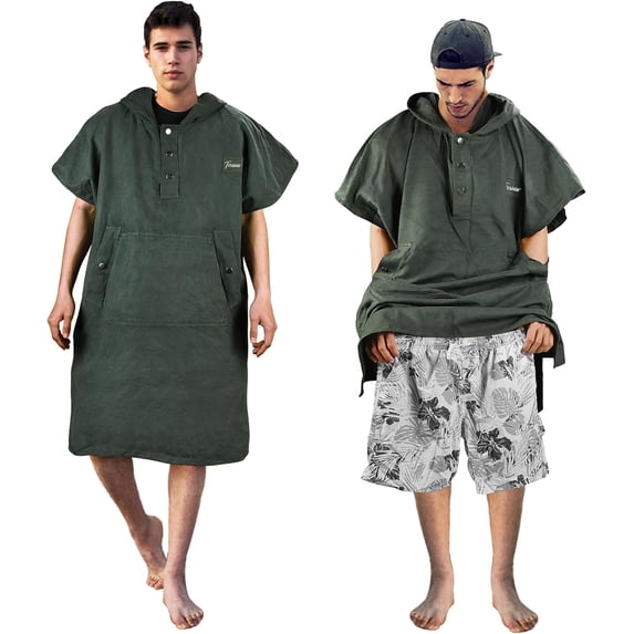 Tirrinia Surf Poncho Changing Towel Summer Swim Robe with Hood, Portable Dressing Room, Stylish & Multi-Functional for Surfing Beach Adult Men Women