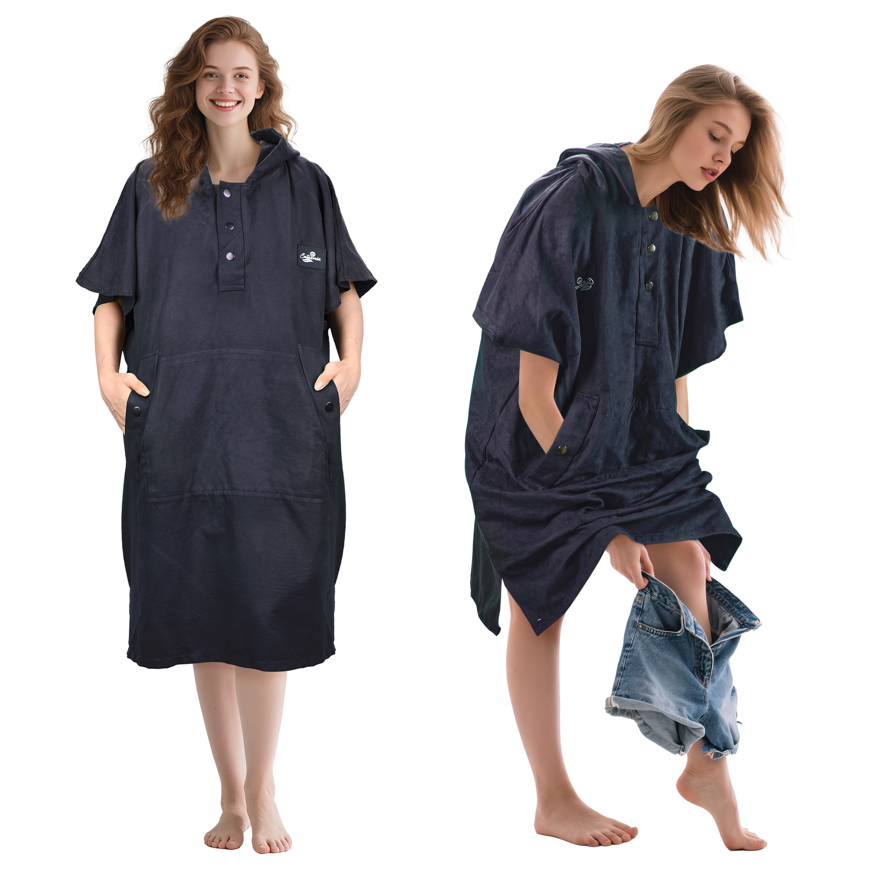 Poncho Robe Tirrinia Surf Poncho Changing Robe with Hood, Absorbent Quick Dry ...