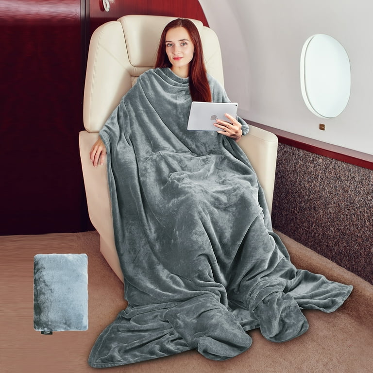 Tirrinia Wearable Blanket for Women and Men Travel Blanket with Front Pocket for Camp Airplane Office Wife Birthday Gift Ideas Walmart