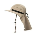 thumbnail image 1 of Tirrinia UV Protection Hat Unisex Wide Brim Large Bill Neck Flap Mesh Nets with Adjustable Drawstring Khaki, 1 of 6