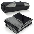 thumbnail image 1 of Tirrinia Waterproof Outdoor Blanket with Sherpa Lining, Windproof, Triple-Layered, Warm, Comfy, and Foldable Fleece Blanket for Camping, Stadiums, and Pets, Black/Grey, Extra Large Size: 66'' x 90'', 1 of 8