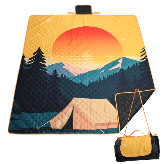Tirrinia Waterproof Picnic Blanket with Sherpa Lining, Windproof Triple Layers Warm Comfy Foldable for Camping Stadium, Beach, Picnic, Grass, Concerts, Car, Dog, 70“X 80"