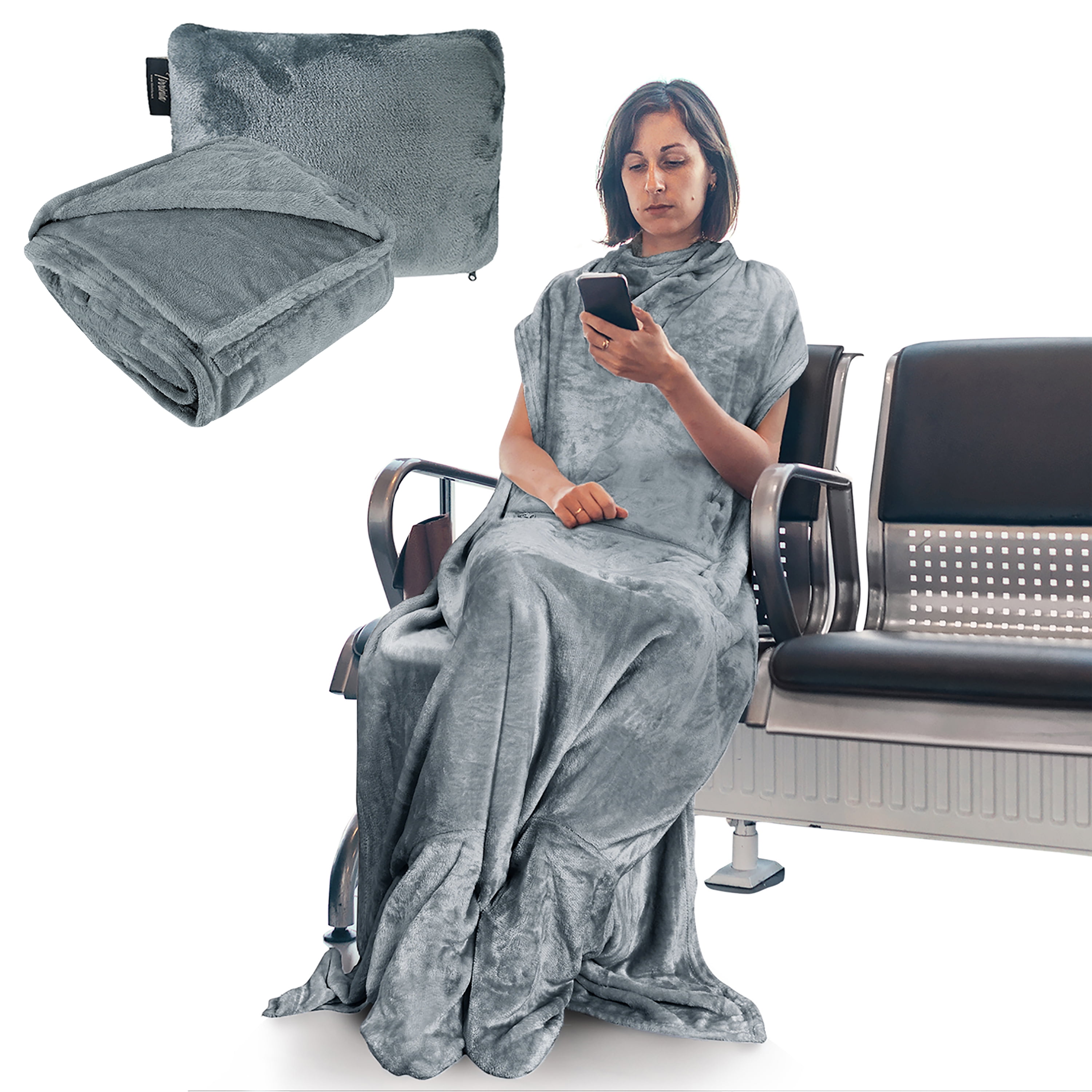 Tirrinia Wearable Blanket with Foot Pockets for Women Men Zippered