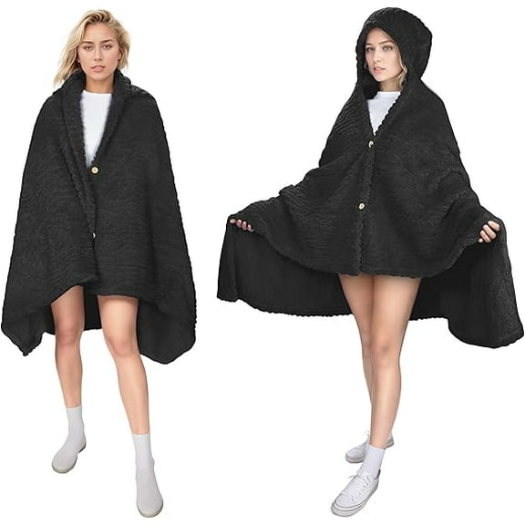 Tirrinia Wearable Blanket Poncho, Cloak with hood, Women Mom Gift, Adult of All Ages, 1.68 lb