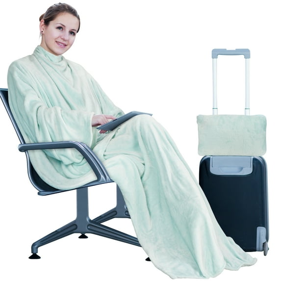 Tirrinia Wearable Blanket with Sleeves and Pocket for Women & Men, 70" x 50",machine washable