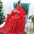 thumbnail image 1 of Tirrinia Wearable Fleece Blanket for Women & Men, Super-Soft Microplush TV Blanket Adult Wrap Full Body Robe for Lounge Couch, Red Christmas, 73" x 51"., 1 of 6