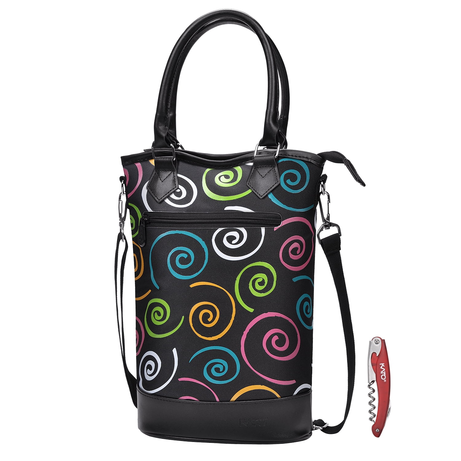 Spiral Pattern Insulated 2-Bottle Wine Carrier Tote
