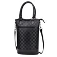 thumbnail image 1 of Tirrinia Wine Bag Portable Gift Tote,PU Leather Leakproof Insulated Wine Bottle Carrying Cooler Carrier with Fixed Compartment for Travel,Picnic,Party,Great Gift for Wine Lover,Checkered Black, 1 of 7