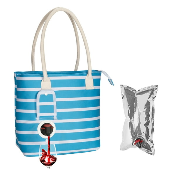 Tirrinia Wine Gift Bags with Hidden Dispenser, Insulated Large Wine Bag Set with Wine Bladder, Perfect Wine Bags for Gifts for Byob, Movie Theater, Concert, Sports Events, Pool & Beach, Black