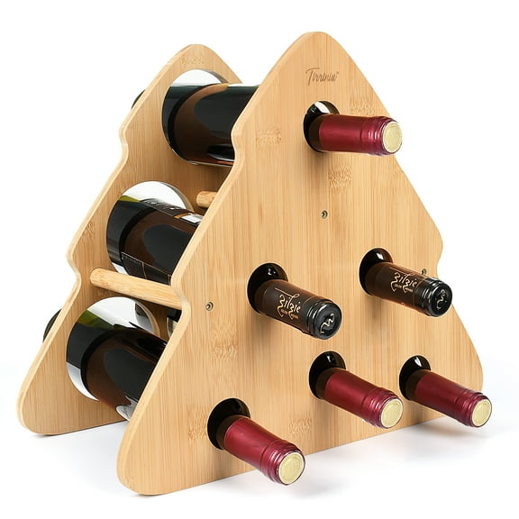 Clearance! Tirrinia 3-Tier Bamboo Wine Rack - Holds 6 Bottles, Space-Saving Countertop & Bar Organizer, Eco-Friendly, Easy Assembly - Perfect Christmas Gift for Wine Lovers, Home & Holiday Decor