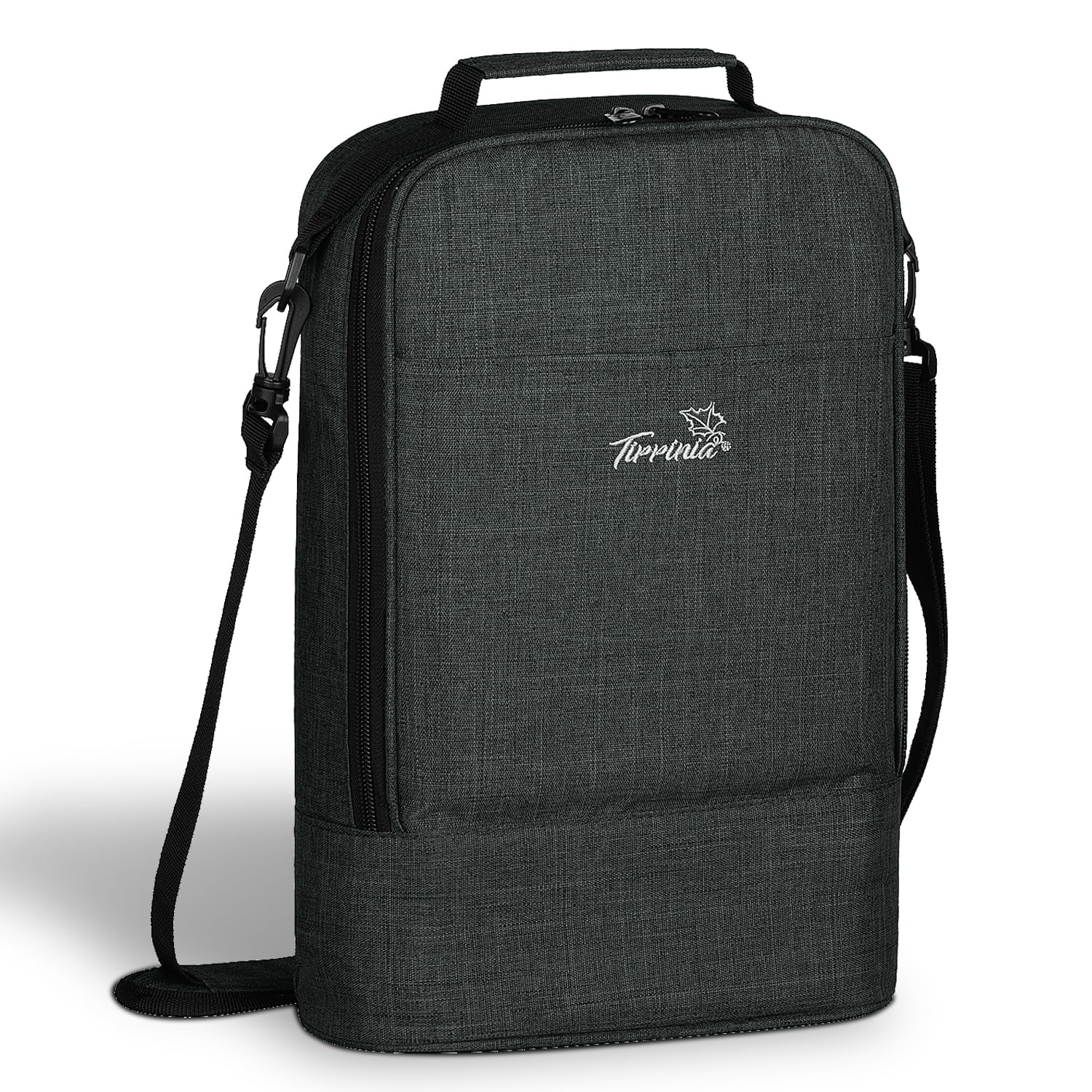 Charcoal Insulated 2-Bottle Wine Carrier Tote Bag