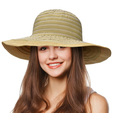 Beach Sun Hat Foldable Flower Straw Wide Brim Beach Hat Summer Hat for ...