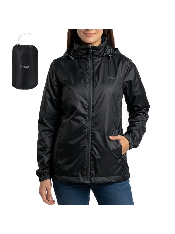 Women’s Hooded Rain Coat, Packable Waterproof Windproof Breathable Jacket