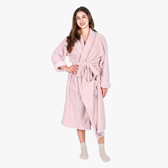 Tirrinia Women's Plush Soft Robe - Fluffy, Warm, and Fleece Sherpa Shaggy Bathrobe for Ultimate Comfort, Machine Washable, Large Size, Pink