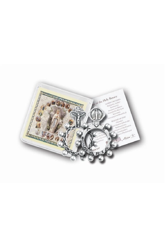 Tirrito Rosary Ring Mary Miraculous Medal with Gold Stamped Prayer Card