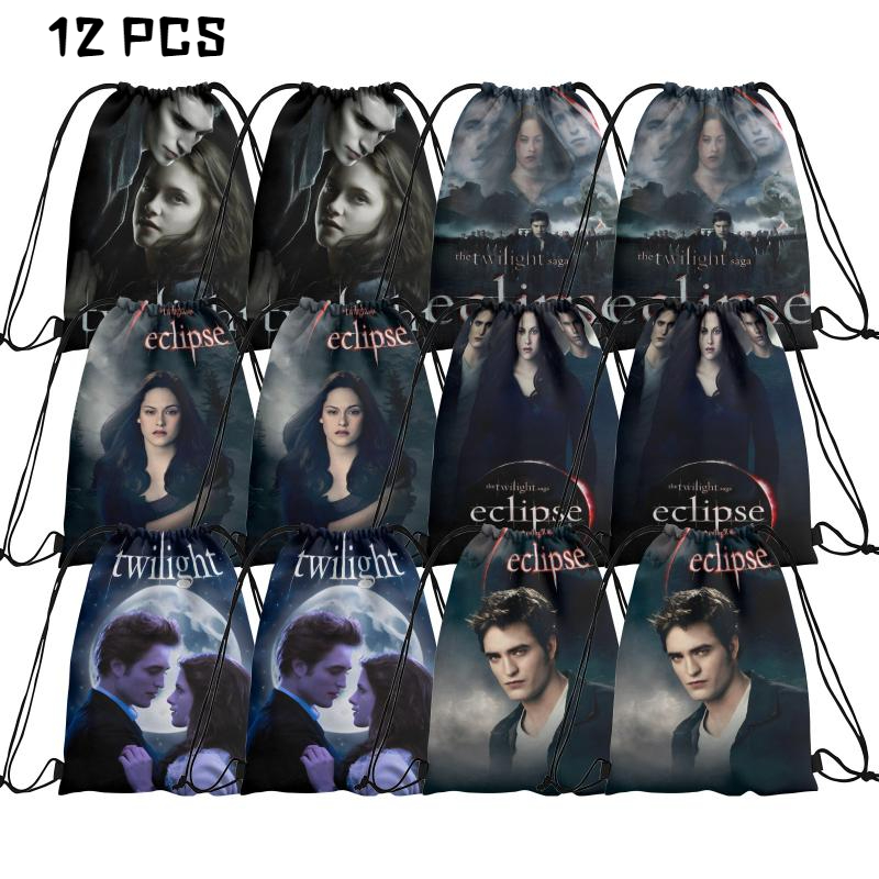 Tiruiarec 12 Packs The Twilight Saga Eclipse Candy Drawstring Bag Drawstring Goodie Favor Bags for Boys and Girls Birthday Party Decorations